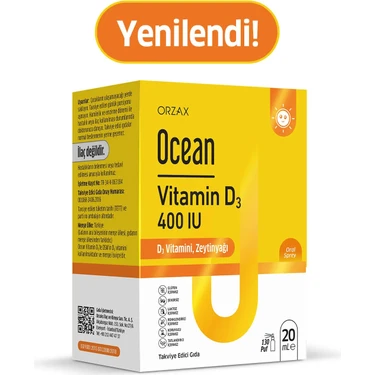 Orzax Ocean Vitamin D3 400 lU Sprey 20