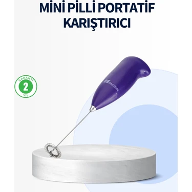 Mey Ithalat® Mini Pilli Portatif Karıştırıcı – Cappuccino, Latte, Frappe ve Kahve