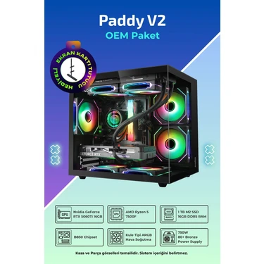 Ih Paddy V2 R5-7500F 16 GB 1tb SSD 16 GB RTX5060 Tı Oem