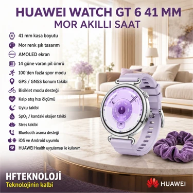 Huawei Ikonik Şık Tasarım,watch Gt 6 41MM Mor Akıllı