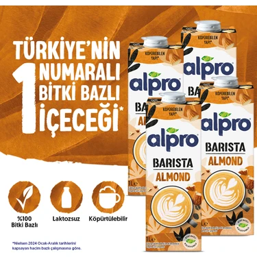 Alpro Barista Badem Sütü 4x1 L Vegan Laktozsuz Bitkisel Bazlı — Hepsiburada ürün görseli