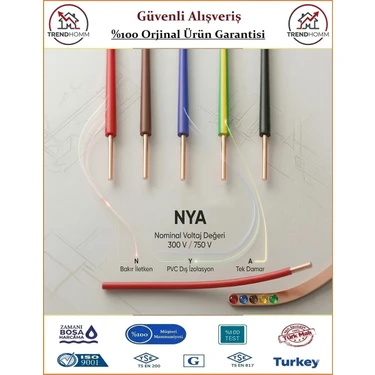 Öznur NYA Tek Damar 1,5 mm Kablo - Kırmızı - 2