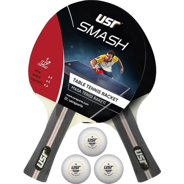 USR Smash-RB Masa Tenisi 2 Raket + 3 Top