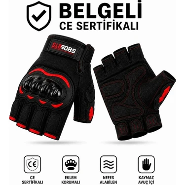 Sports Motosiklet Eldiveni Kesik Yarım Parmak Motorcu Eldiveni Ce EN-13594 Korumalı Motor