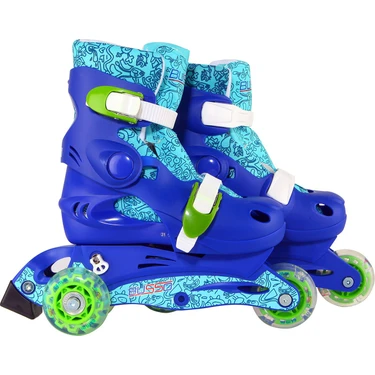 Busso YX-0109 Ayarlanabilir Işıklı Paten Mavi Renkli 64 mm Tekerleklerle Konforlu