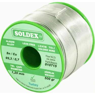 Renas Store Kurşunsuz, Gümüşsüz Lehim Teli Sn: 99.3 - Cu: 0.7 - 200 Gr, 0.50