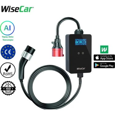 WiseCar WTP3 22 & 11 KW Taşınabilir Yapay Zeka Destekli Akıllı Elektrikli Araç Şarj Cihazı |  Mobil