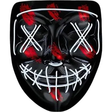 Renas Store Hallowen Parti Maskesi Neon LED Işıklı Maske 3 Modlu Cadılar Bayramı