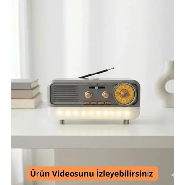 Dexxony Nostaljik Radyo Bluetooth Hoparlör Gece Lambalı Ambians Işıklı -Gümüş