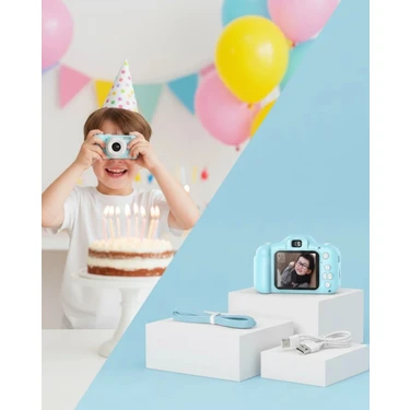 Mey Ithalat® Mavi Kompakt Dijital Kamera Hd Video ve Fotoğraf Çekim Özellikli USB