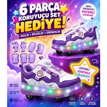 Işıklı Tekerlekli Patenli Çocuk Ayakkabısı – Led, Gizlenebilir Tekerlek, Kaymaz