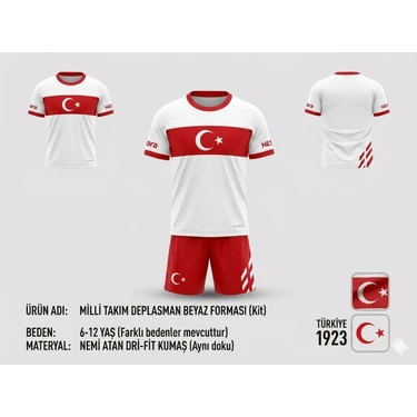 Yenteks Türkiye Euro 2025/26 Sezon Özel Tasarım Beyaz Kırmızı Çocuk Forma Takımı