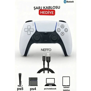 Neffo Bluetooth Oyun Kolu Ps4 Ps5 ve Pc Uyumlu Wireless Kablosuz Oyun Kolu