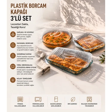 Myplas Plastik Yuvarlak+ Kare+ Dikdörtgen Borcam Kapağı 3'lü
