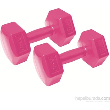 Busso Köşeli Plastik Dambıl Set 1 kg x 2 Adet Siyah Malzeme ile El Anatomisine Uygun