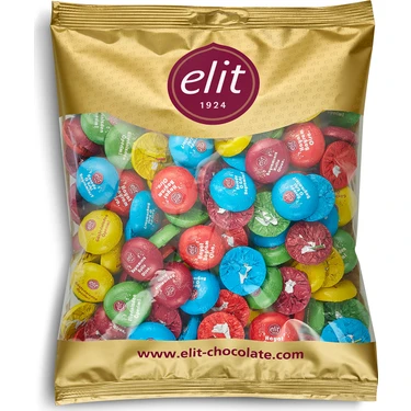 Elit Çikolata Elit Bayramlık Mesajlı İyi Bayramlar Çikolatası 1 Kg Glutensiz Mini Sütlü