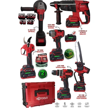 Retools RKL-9156 Profesyonel 6’lı
