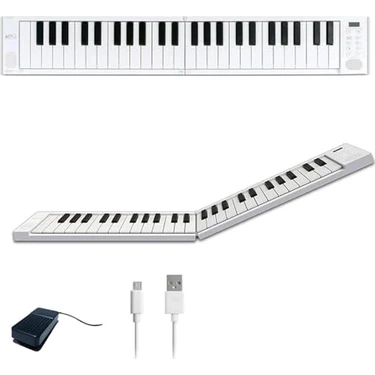 Cekar Store Katlanır Piyano 49 Tuşları Taşınabilir Piyano Klavye USB Mıdı Denetleyici Dahili USB
