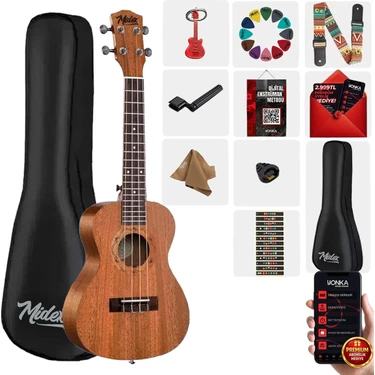 Midex TN-26M Tenör Ukulele 26" Maun Ahşap Özellikleri ile Set İçeriğiyle