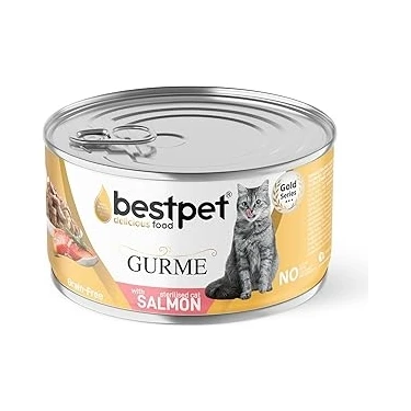 Uravas Store Bestpet Kısırlaştırılmış Gurme Kediler Için, Tahılsız, Somon Parça Etli Yaş Mama, 85