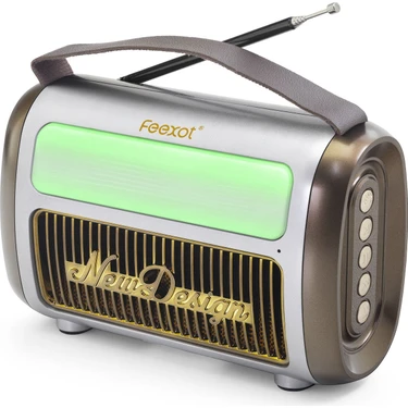 Uravas Store Bluetooth Nostaljik Fm Radyo USB Tf Aux Rgb Taşınabilir Hoparlör - Kahverengi