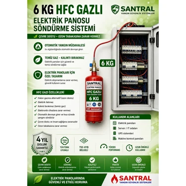 Santral 6 kg HFC Gazlı Otomatik Pano Söndürme Sistemi 4 Yıl Garantili Askı Aparatı