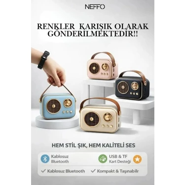 Neffo Nostaljik Görünümlü Retro Tf Kart Bluetooth USB  Destekli Küçük Boy Nostalji