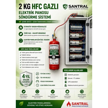 2kg  GAZLI Otomatik Pano Söndürme Sistemi 4 Yıl