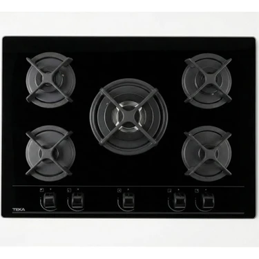 Teka HF LUX 70 5G AI AL TR CI Ankastre Kristal Wok Gözlü Cam Gazlı Ocak Döküm Izgara Siyah 70 cm