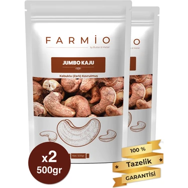 Kabuklu (Zarlı) Jumbo Kaju - 1kg – Yağsız Kavrulmuş - Fırınlanmış -