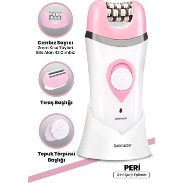 Goldmaster Peri Şarj Standlı Islak Kuru 3 In 1 Cilt Yüz Temizleme Fırçalı Kablolu Kablosuz