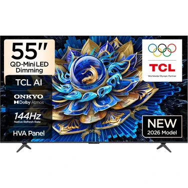 TCL 55T8D 55'' 139 Ekran Uydu Alıcılı 4K Ultra HD Google Smart QLED