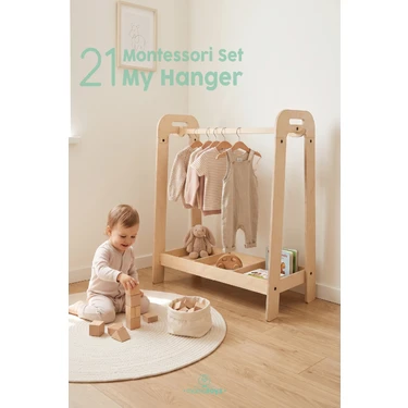 Mamatoyz Montessori My Hanger-Doğal Ahşap Montessori