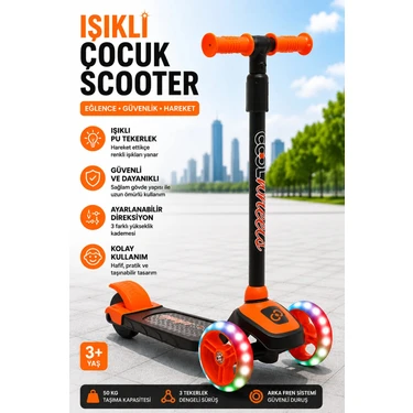Plodna House LED Işıklı 3 Tekerlekli Yükseklik Ayarlı Turuncu Twist