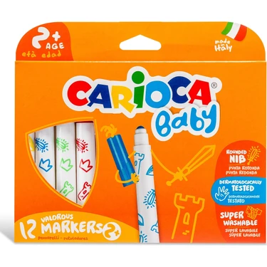 Carioca Teddy 12LI Bebek Yıkanabilir Keçeli Boya Kalemi 2yaş Dermatolojik Olarak Test
