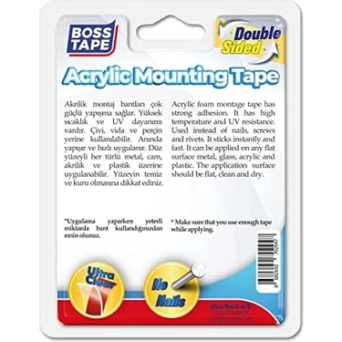 Mabeyn Seffaf Çift Tarafli Akrilik Montaj Bandi, 24 mm x 2 M,