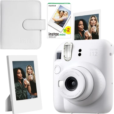 Mabeyn Mini 12 Beyaz Fotoğraf Makinesi-20'li Film-Çerçeve ve Kare Albüm