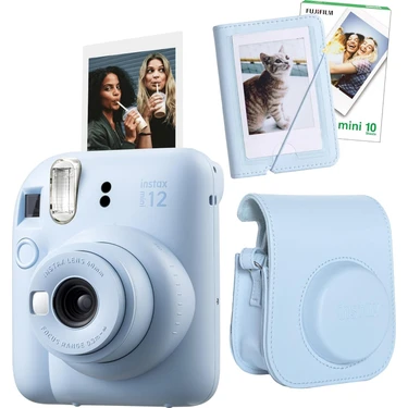 Mabeyn Mini 12 Lila Fotoğraf Makinesi-10'lu Film-Mini Albüm ve Deri Kılıf Seti