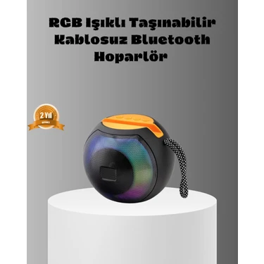 TKÇ Taşınabilir Bluetooth Hoparlör – Rgb Işıklı Güçlü Bas ve 8 Saat Pil