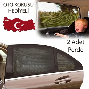 2 Adet Araba Yan Cam Perdesi Sineklik Araç Oto Güneşlik Örtü Perde
