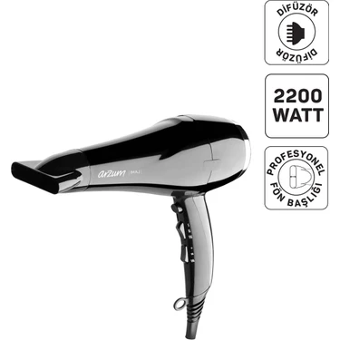 Arzum AR5011 İmaj Saç Kurutma Makinesi, 2 Hız 3 Isı Ayarlı, Difüzör Başlıklı, 2200W,