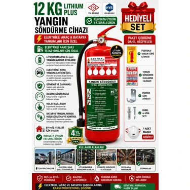 Santral 12 kg Lithium Plus-Elektrikli Araçlar ve Bataryalar Için Söndürme