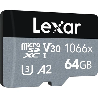 Lexar 64GB MicroSDXC Hafıza Kartı UHS-I 1066X Profesyonel Hızda SD Adaptör ile