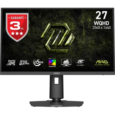 MSI 27" MAG 274QPF X32 2560x1440 (WQHD) 16:9 FLAT RAPID IPS 320HZ 0.5MS (GtG Min.) ADAPTIVE-SYNC