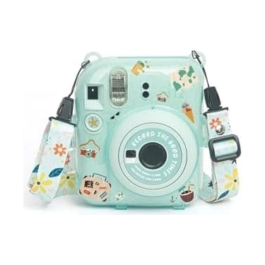Assess Store Mini 12 Yeşil Fotoğraf Makinesi Simli Pleksi Kılıf Çerçeve ve 20'li Film Hediye