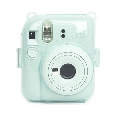 Assess Store Mini 12 Yeşil Fotoğraf Makinesi-20'li Film-Kıskaçlı Resim Standı ve Simli Pleksi Kılıf