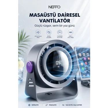 Neffo USB Şarjlı Fan – Ayarlanabilir Hızlı Taşınabilir Mini Vantilatör, Sessiz Güçlü Soğutucu