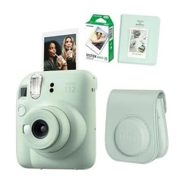 Assess Store Mini 12 Yeşil Fotoğraf Makinesi 10LU Film ve Pvc Albümlü Çantalı Set