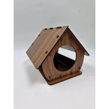Ahşap Kuş Evi Ceviz Desenli Mdf 22 cm x 20 cm x 20