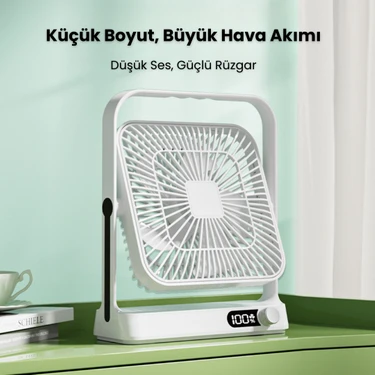 Yussraw Mini Taşınabilir Ayarlanabilir Çok Fonksiyonlu Şarjlı Fan Sessiz Öğrenci Yatak Odası Ofis